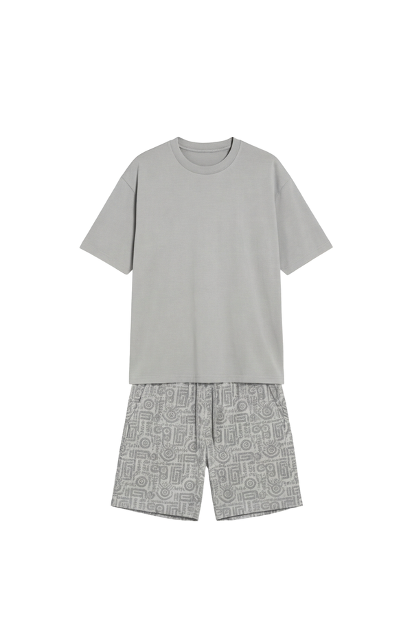 Men Round Neck Cotton Pajama Set – Glacier Gray