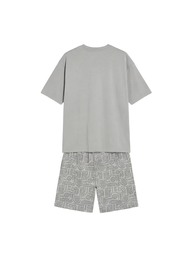 Men Round Neck Cotton Pajama Set – Glacier Gray