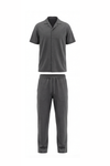 Men Lapel Pajama Set with Pants – Cool Grey 11C