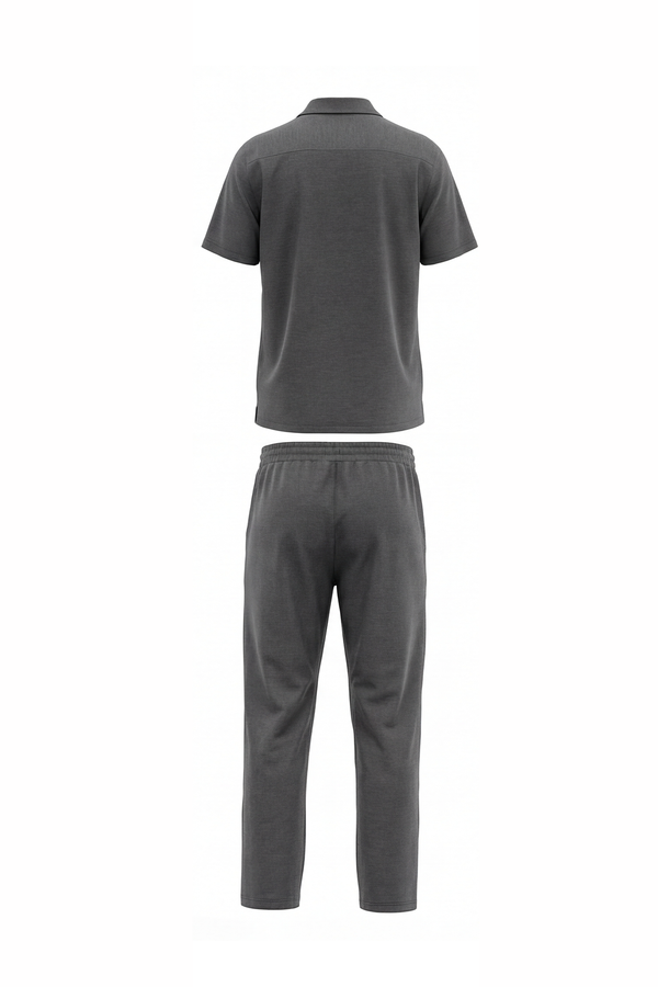 Men Lapel Pajama Set with Pants – Cool Grey 11C