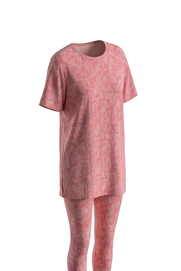 Women Oversize T-Shirt with Legging Pajama Set – Pink Lilly
