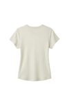 تيشيرت حريمي مضلع نص كم Bright White – راحة يومية بلمسة أنيقة