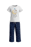Girls SS T-Shirt With Ruffles & Bermuda Pants Pajama Set – Bright White