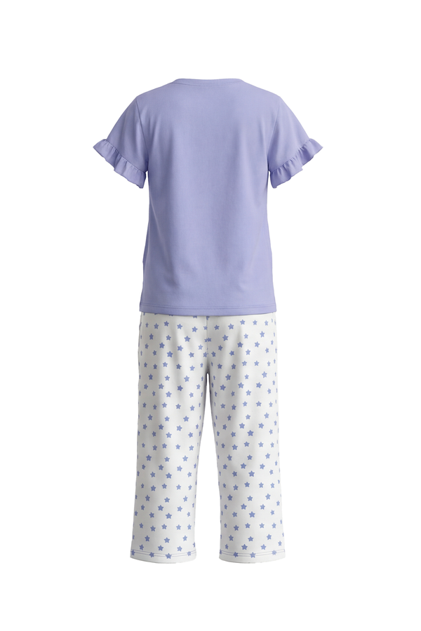 Girls SS T-Shirt With Ruffles & Bermuda Pants Pajama Set – Baby Lavender