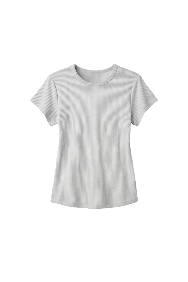 Women Short Sleeve Rib Undershirt – Whitecap Gray