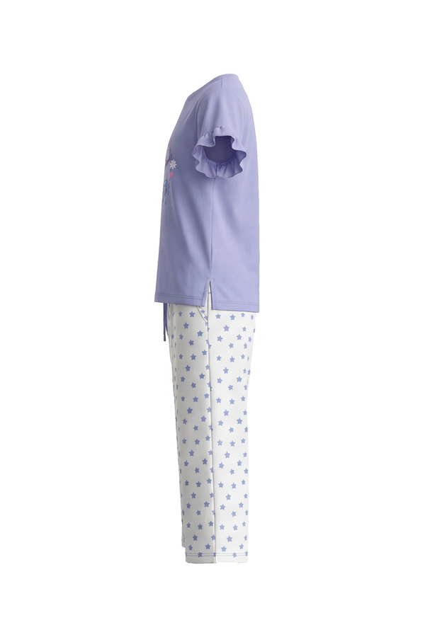 Girls SS T-Shirt With Ruffles & Bermuda Pants Pajama Set – Baby Lavender