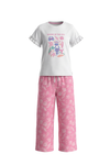 Girls SS T-Shirt With Ruffles & Bermuda Pants Pajama Set – Bright White