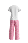 Girls SS T-Shirt With Ruffles & Bermuda Pants Pajama Set – Bright White