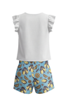 Girls Ruffle Cap Sleeve With Short Pajama Set – Bright White