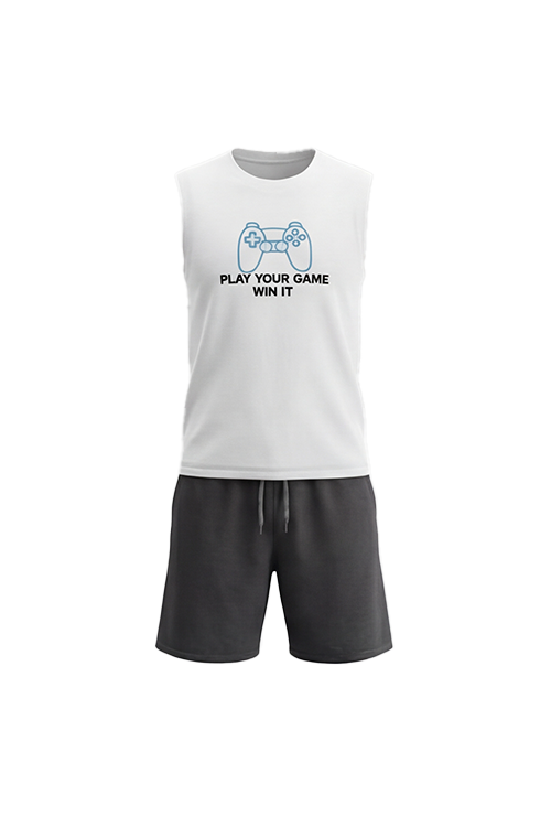 Boys Sleeveless Top with Short Pajama Set – Bright White