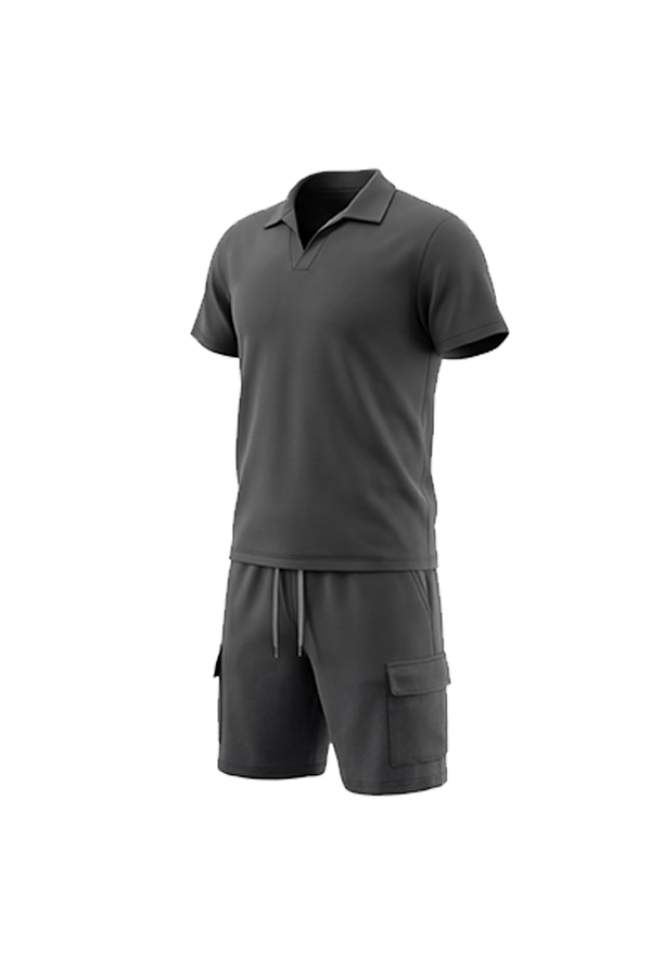 Men V-Neck Polo Pajama Set – Moonless Night
