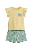 Girls Ruffle Cap Sleeve With Short Pajama Set – Mellow Yellow