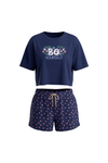 Women Short Sleeve Cotton Pajama Set – Blue Depths