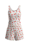 Women Tank Top with Wide-Leg Short Pajama Set – Cherry