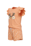 Girls Ruffle Cap Sleeve With Short Pajama Set – Peach Cobbler