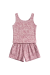 Women Tank Top with Wide-Leg Short Pajama Set – Pink Hibiscus