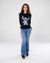 Load image into Gallery viewer, Disney WOMEN STITCH LS BLACK T-SHIRT