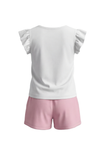 Girls Ruffle Cap Sleeve With Short Pajama Set – Bright White