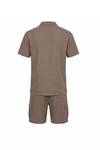 Men V-Neck Polo Pajama Set – Pine Bark