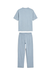 Men Cotton Pajama Set with Pants – Blue Chevron