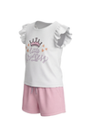 Girls Ruffle Cap Sleeve With Short Pajama Set – Bright White