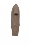 Men V-Neck Polo Pajama Set – Pine Bark