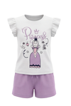 Girls Ruffle Cap Sleeve With Short Pajama Set – Bright White