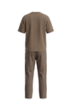 Men Cotton Pajama Set with Pants – Brown Chevron
