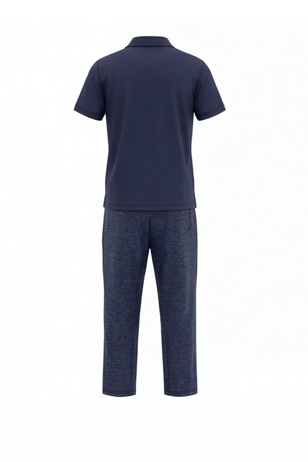 Men V-Neck Polo Pajama Set with Pants – Naval Academy