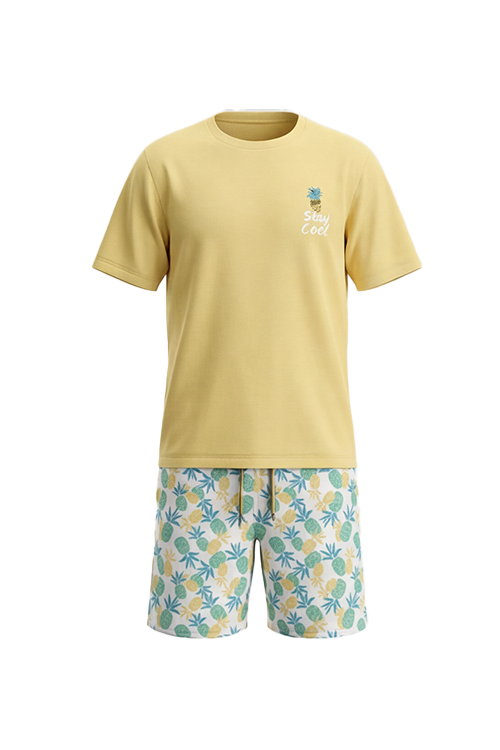 Boys SS Round Neck T-Shirt with Short Pajama Set – Mellow Yellow