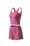 Women Tank Top with Wide-Leg Short Pajama Set – Violet Polka Dots