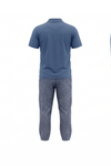 Men V-Neck Polo Pajama Set with Pants – Dutch Blue