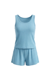 Women Tank Top with Wide-Leg Short Pajama Set – Tropical Breeze