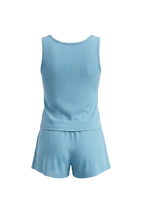 Women Tank Top with Wide-Leg Short Pajama Set – Tropical Breeze