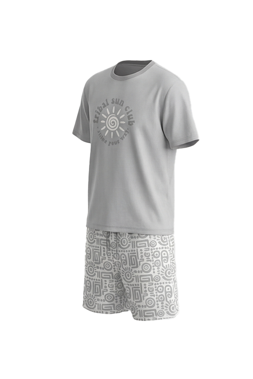 Boys SS Round Neck T-Shirt with Short Pajama Set – Glacier Gray