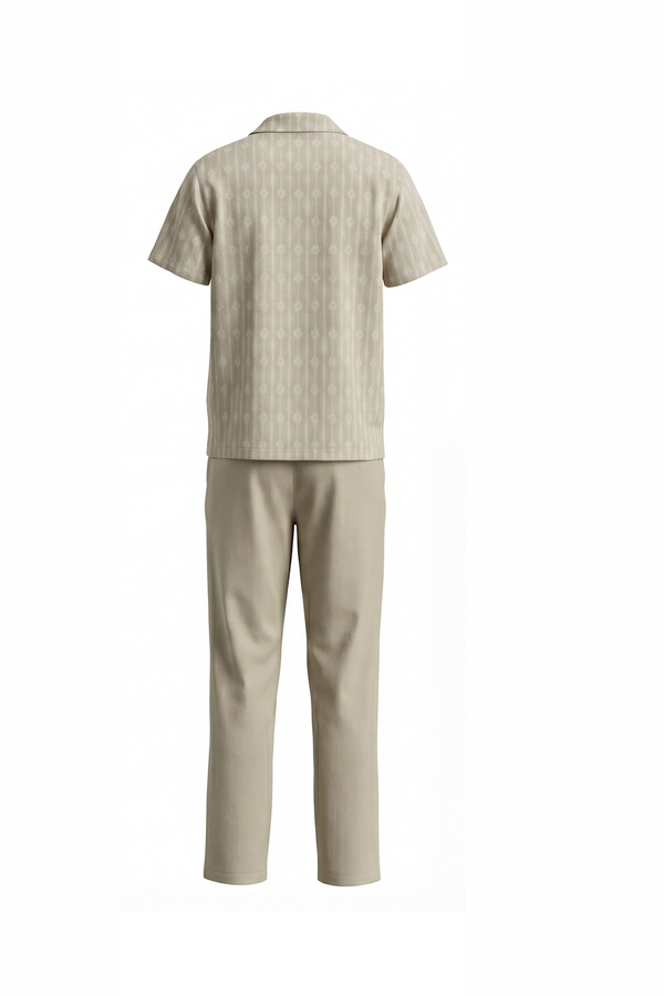 Men V-Neck Polo Pajama Set with Pants – Brown Tribe