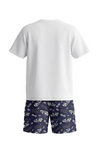 Boys SS Round Neck T-Shirt with Short Pajama Set – Bright White