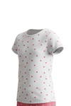 Girls SS T-Shirt With Rib Legging Pajama Set – White Small Heart