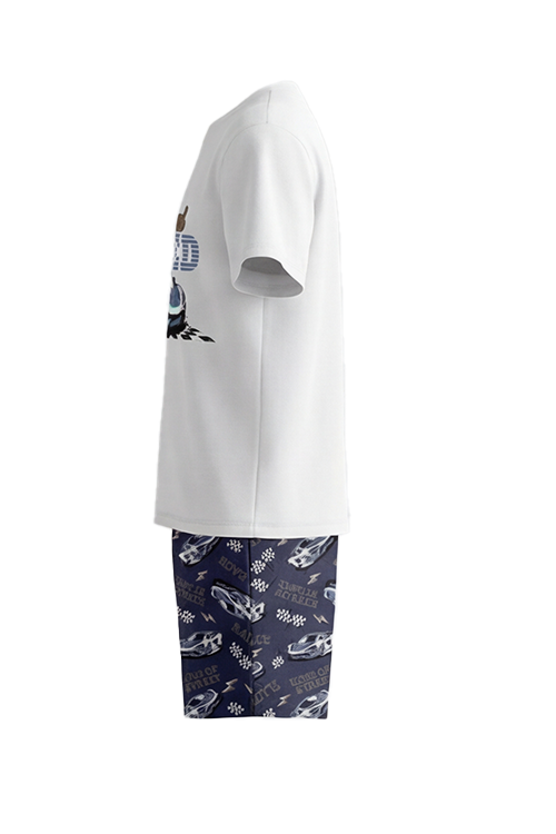 Boys SS Round Neck T-Shirt with Short Pajama Set – Bright White