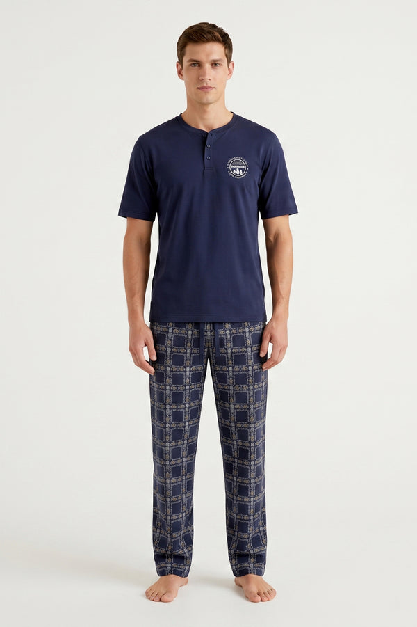 Men Cotton Pajama Set with Pants – Naval Academy