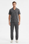Men Lapel Pajama Set with Pants – Cool Grey 11C