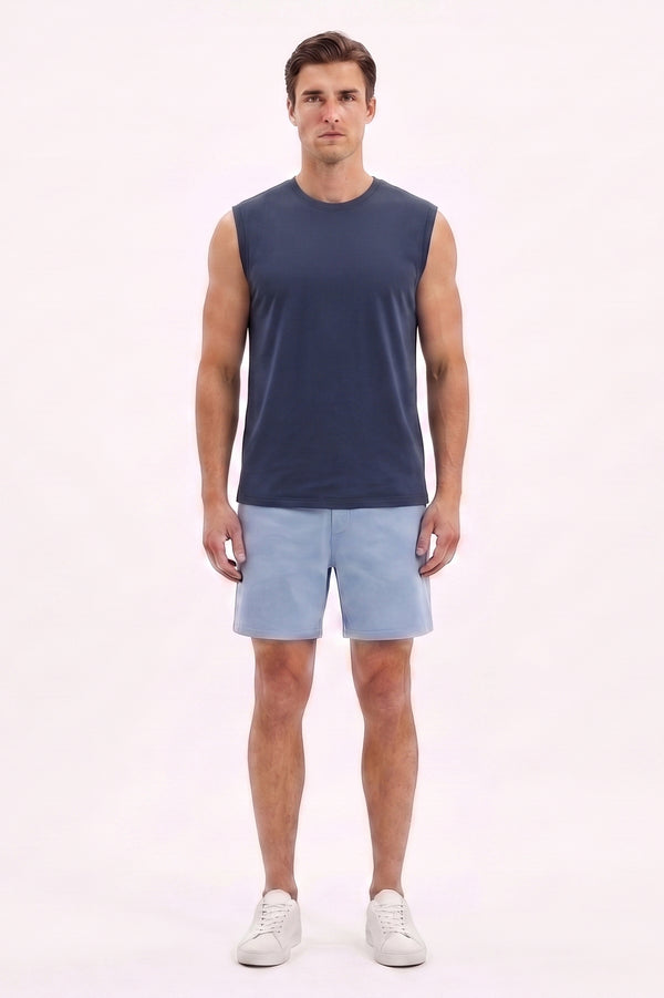 Men Sleeveless Cotton Tank Top – Maritime Blue