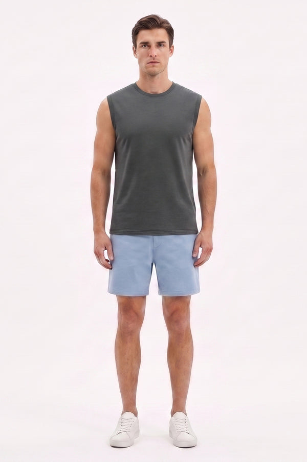 Men Sleeveless Cotton Tank Top – Cool Grey 11C