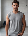 Men Sleeveless Cotton Tank Top – Cool Grey 4C
