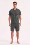 Men V-Neck Polo Pajama Set – Moonless Night