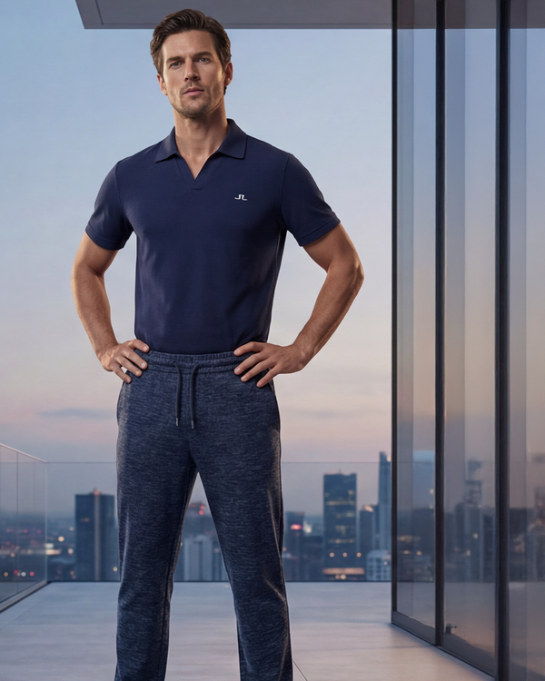 Men V-Neck Polo Pajama Set with Pants – Naval Academy