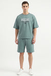 Men Oversized Cotton Pajama Set – Blue Surf