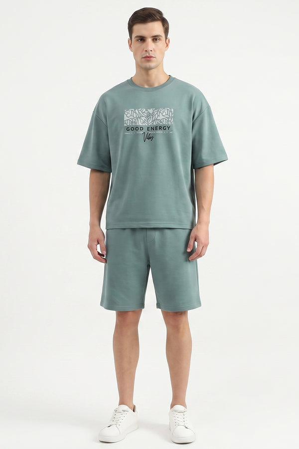 Men Oversized Cotton Pajama Set – Blue Surf