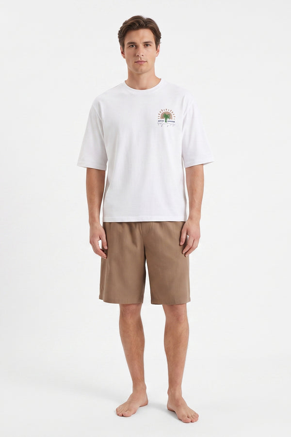 Men Oversized Cotton Pajama Set – Bright White