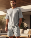 Men Round Neck Cotton Pajama Set – Glacier Gray